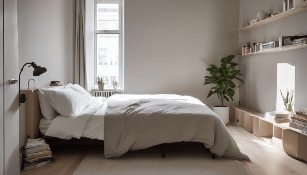 Un espace réduit avec un lit double petit adapté